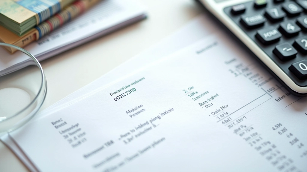 Financial regulatory documents and compliance checklists spread across a desk with a magnifying glass examining banking regulations